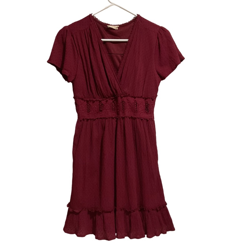 Altar'd State Mini Dress Short‎ Sleeve Burgundy